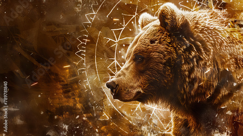 Fototapeta Naklejka Na Ścianę i Meble -  close up Native American tribes bear animal spirits background with copy space.