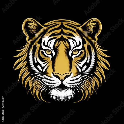 Tiger icon or tiger logo, tiger head mascot, illustration of an tiger, tiger head vector, lion head mascot, chinese tiger logo, Logo tiger, icon tiger, gold tiger