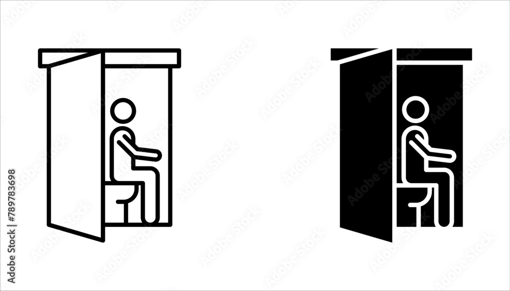 Bio-toilets linear icon set. Thin line customizable illustration on white background Bio-toilets linear icon set. Thin line customizable illustration on white background