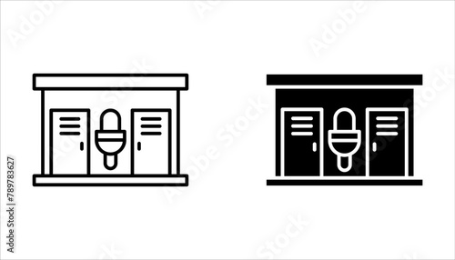 Bio-toilets linear icon set. Thin line customizable illustration on white background