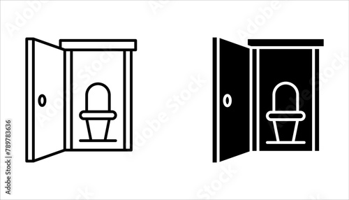 Bio-toilets linear icon set. Thin line customizable illustration on white background