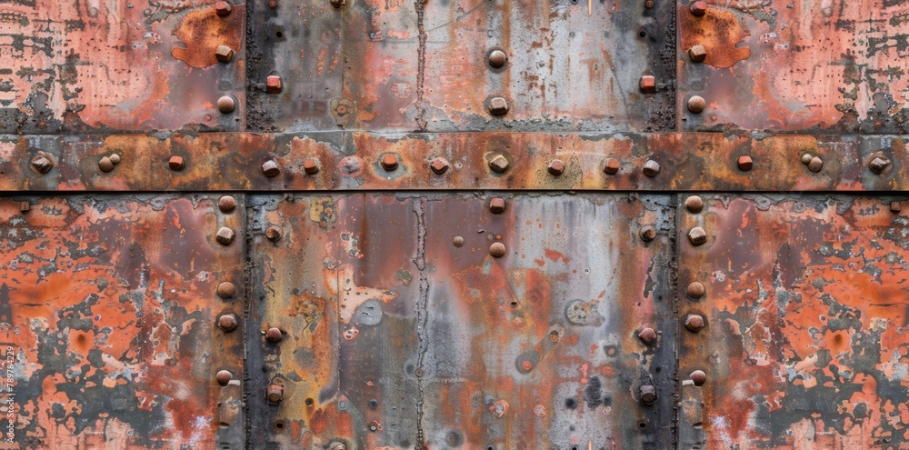 Rugged weathered steel surface. Industrial backdrop concept. AI Image