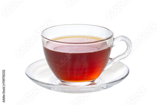 a cup of red tea isolated on white background.