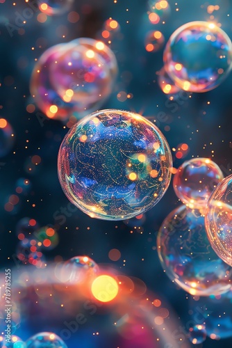 A series of interconnected bubbles, symbolizing the formation and bursting of market bubbles
