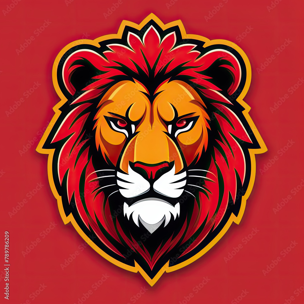 Obraz premium lion icon or lionlogo, liom head mascot, illustration of an lion, lionhead vector, lion head mascot, Logo lion, icon lion, red tiger