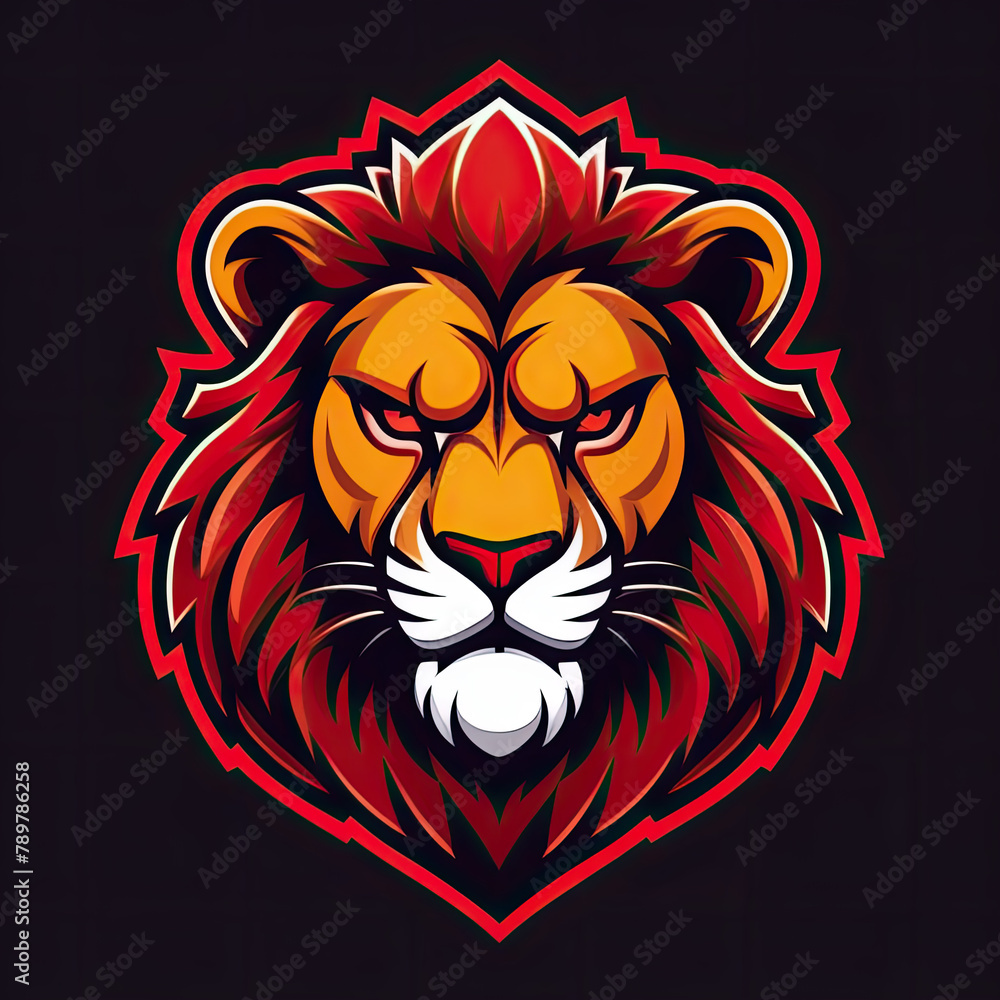 Obraz premium lion icon or lionlogo, liom head mascot, illustration of an lion, lionhead vector, lion head mascot, Logo lion, icon lion, red tiger