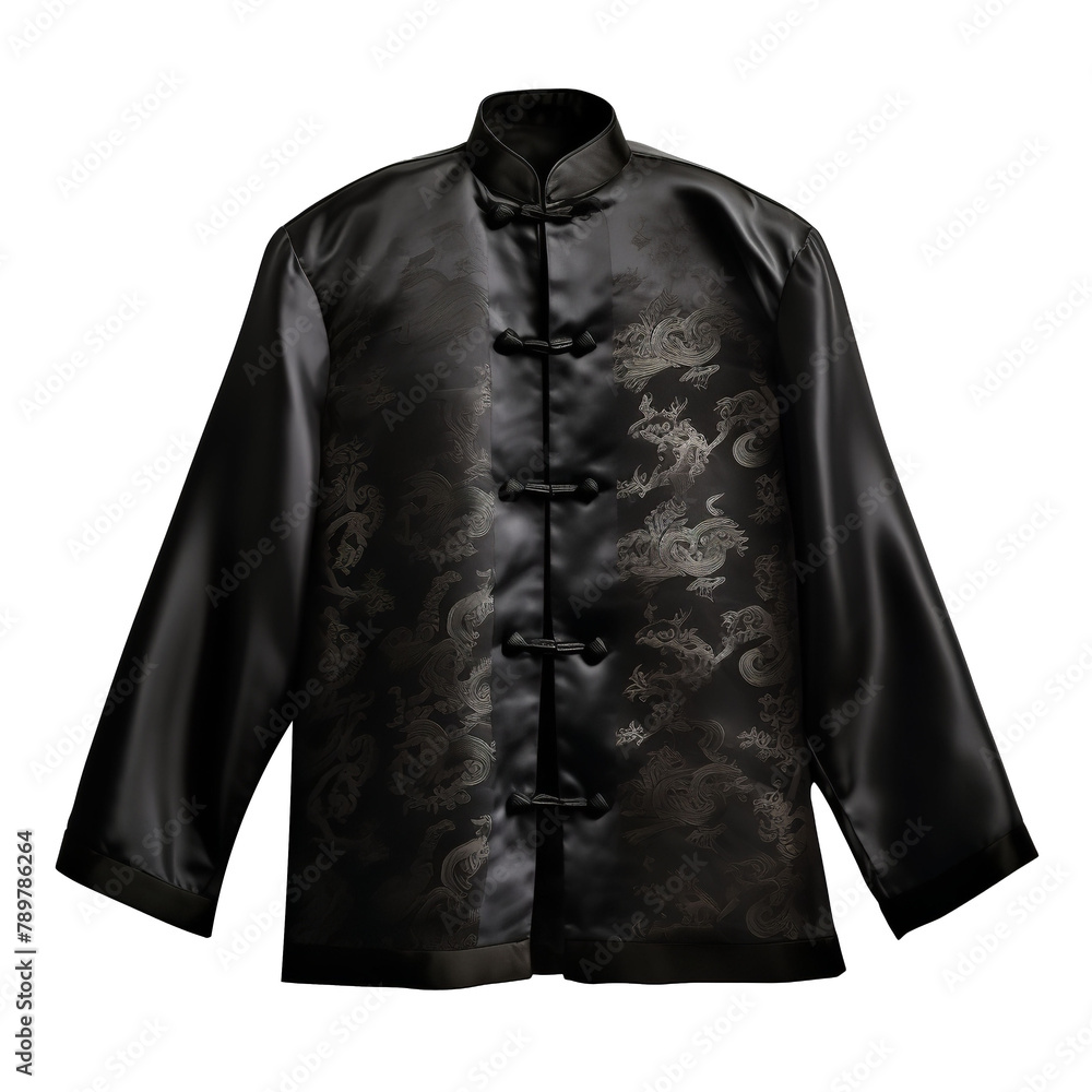 Beautiful Black Velvet Tang Suit isolated on white background Beautiful Black Velvet Tang Suit isolated on white background