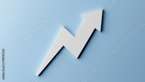 Large 3D Growth Graph Arrow Pointing Up, Light and Shadow, Financial Business Growth, 3D render