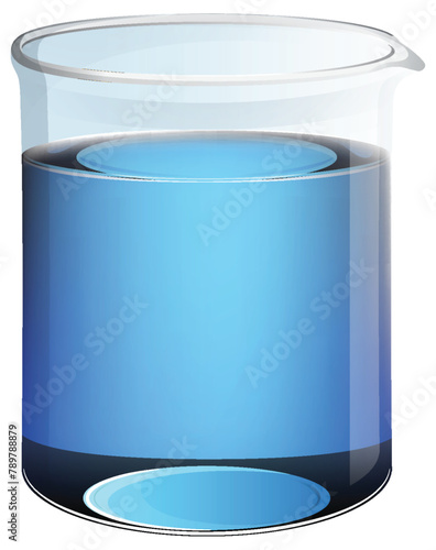 Vector illustration of a beaker with blue liquid