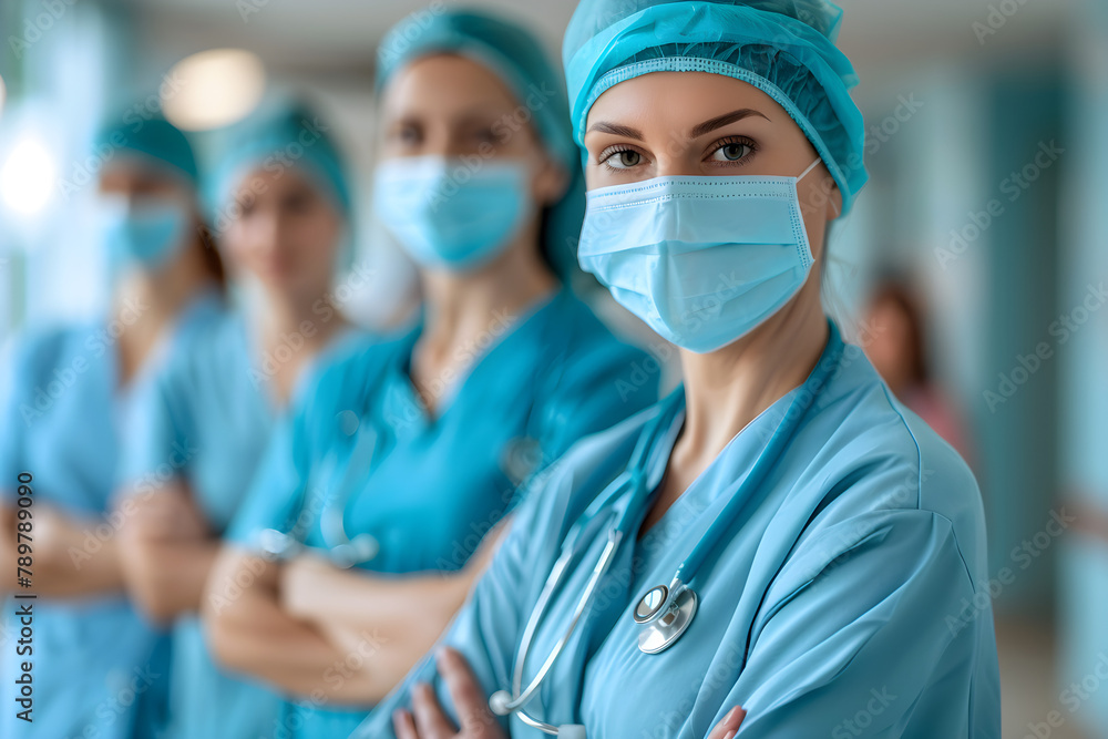 The image depicts a group of healthcare professionals, including doctors, nurses, and surgeons, working together in a hospital office or clinic to provide dedicated and compassionate patient care. The image depicts a group of healthcare professionals, including doctors, nurses, and surgeons, working together in a hospital office or clinic to provide dedicated and compassionate patient care.