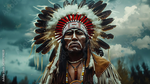 close up native american indians man face.