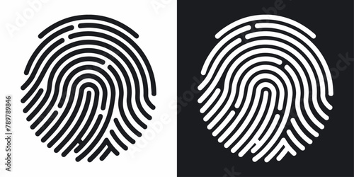 Fingerprint icon. Simple vector illustration on black and white background