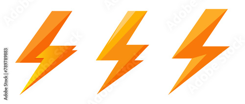 Lightning bolt expertise flat icon set for apps and websites