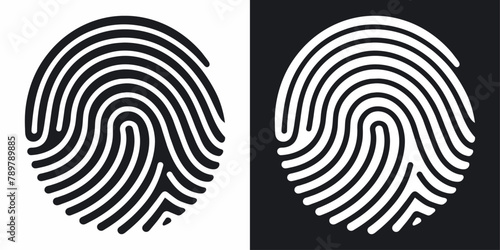 Fingerprint icon. Simple vector illustration on black and white background