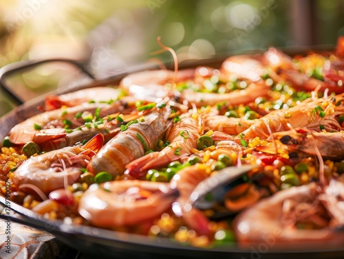 Seafood Paella Spanish Rice Food Dinner Background Image  
