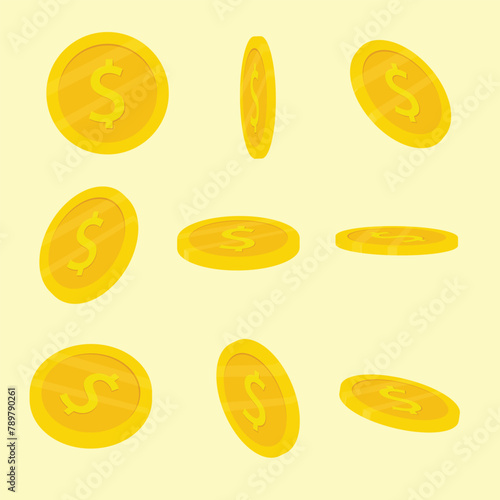 Coins vector illustration set isolated