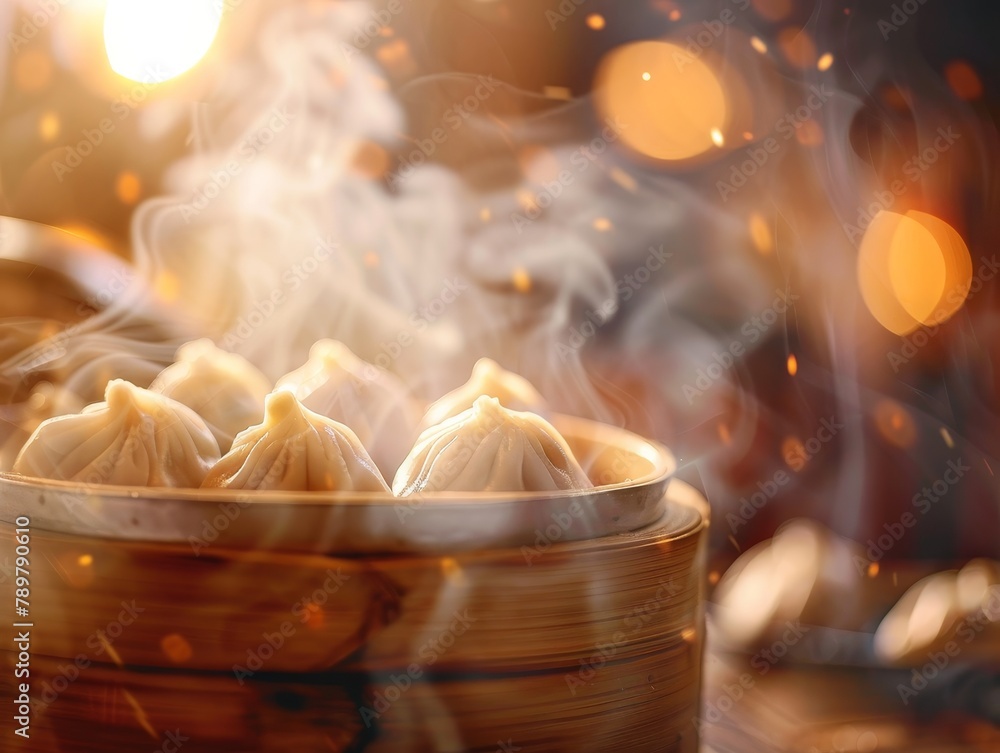 Xiao Long Bao Soup Dumpling Chinese Dinner Bamboo Steamer Chopsticks Background Image Xiao Long Bao Soup Dumpling Chinese Dinner Bamboo Steamer Chopsticks Background Image
