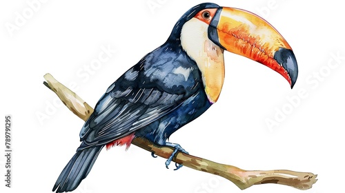 A bird clipart, watercolor illustration clipart, 1500s, isolated on white background photo