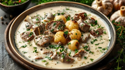 Decadent Creamy Veal with Herbs & Potatoes #ComfortCuisine. Concept Cooking Tips, Recipe Ideas, Comfort Food, Decadent Meals photo