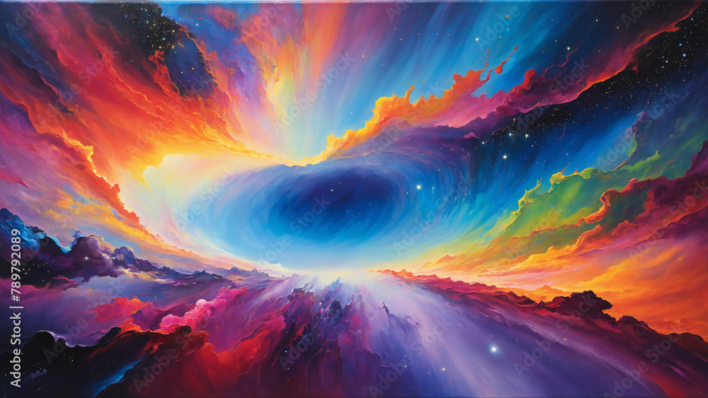 Fototapeta premium Abstact Background of Painting Colorful Stroke with Rays
