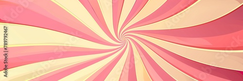 Candy Color Sunburst Background with Abstract Pink Cream Sunbeams Design
