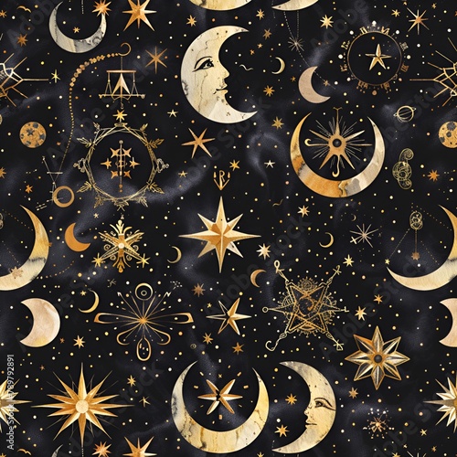 celestial watercolor witchcraft pattern 