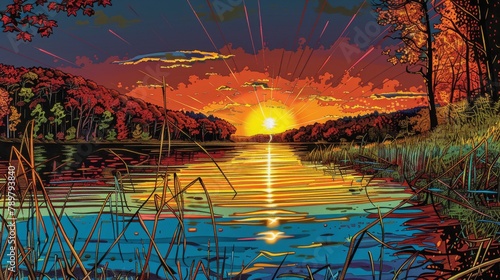 A beautiful sunset over a lake