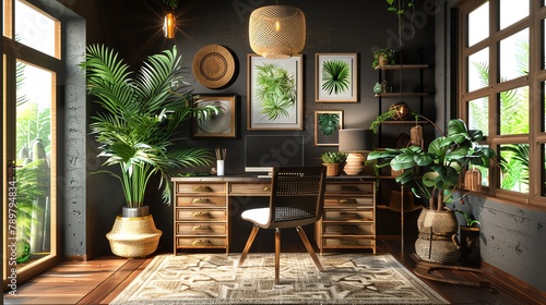 Home Office Decor Ideas Provide inspiration for decorating a home office with stylish and functional decor elements, such as motivational wall art, indoor plants, decorative desk accessories, and cozy photo