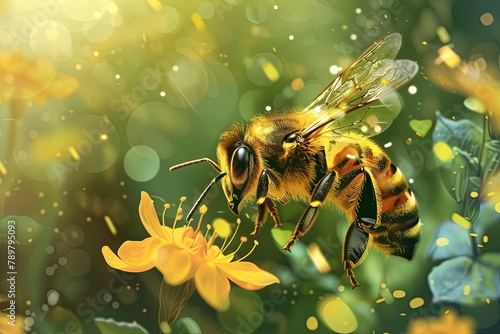 A honeybee, a membranewinged insect, collecting nectar from a yellow flower