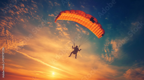 A person is paragliding in the sky.