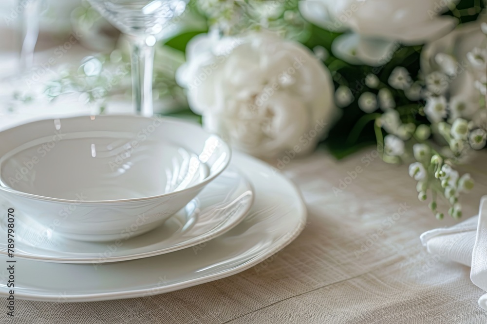 Elegant allure of linen paper tablecloth. Timeless sophistication concept. AI Image