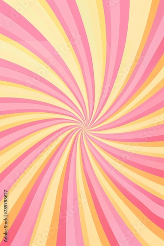 Candy Color Sunburst Background with Abstract Pink Cream Sunbeams Design