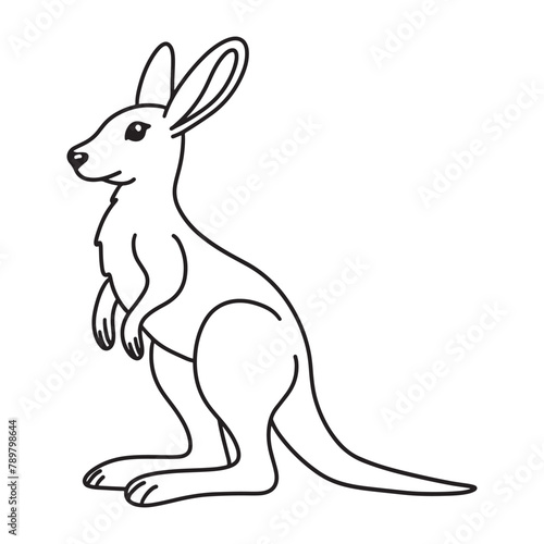Line art of kangaroo cartoon vector
