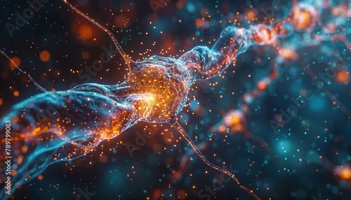 Detailed visualization of synaptic connections in the human brain © fourtakig