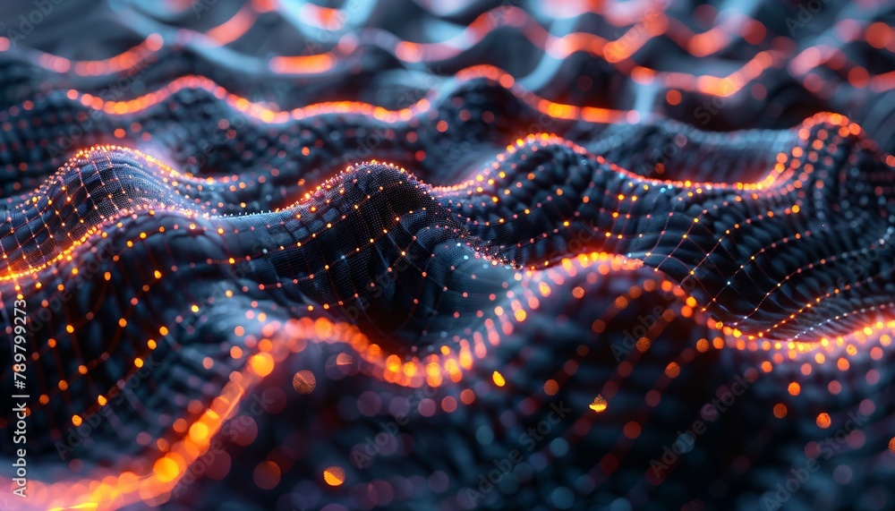 Zoomed-in view of a neural network forming memories, conceptual visualization Zoomed-in view of a neural network forming memories, conceptual visualization