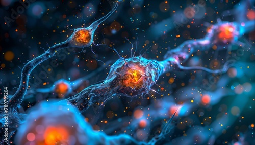 Macro view of astrocytes and their role in the human brain, educational and artistic