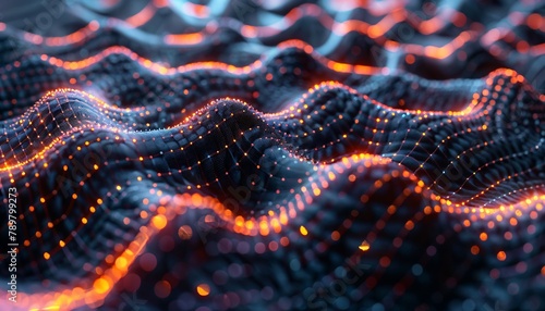 Zoomed-in view of a neural network forming memories, conceptual visualization
