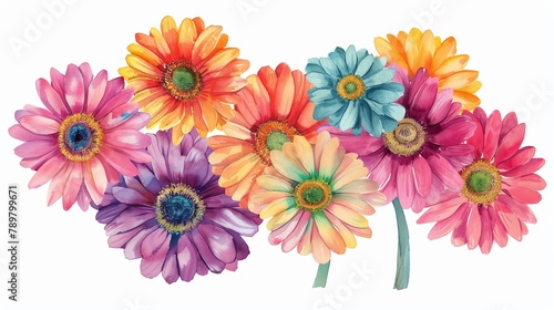 Watercolor gerbera daisy clipart in bright and cheerful colors