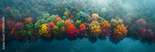 overhead view of A time-lapse sequence capturing the changing seasons in a single location  hyperrealistic travel photography  copy space for writing