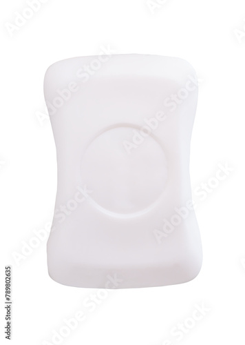 Top view of single bar of dry white soap isolated with clipping path in png file format