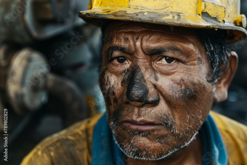 Diverse labor force displaying gritty determination in industrial setting.