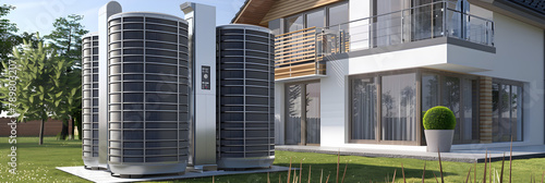 Geothermal heat pump system efficiently heating and cooling home. 