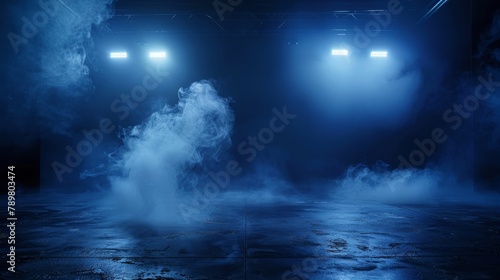 Blue smoke on a black background.