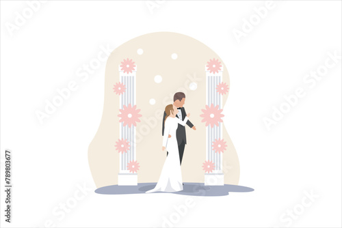 Wedding Party Flat Design Illustration