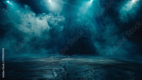 cinematic blue smoke on black background photo