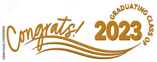 Congrats! Graduating Class of 2024 text in Gold for Web Banners and Vinyl Signs -  Vector Design.