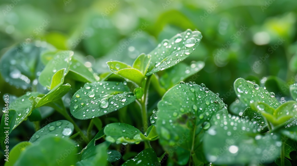 Rainy morning brings vitality to garden plants, which embrace a sustainable lifestyle Rainy morning brings vitality to garden plants, which embrace a sustainable lifestyle