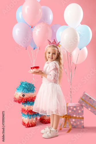 Cute little girl in crown w...