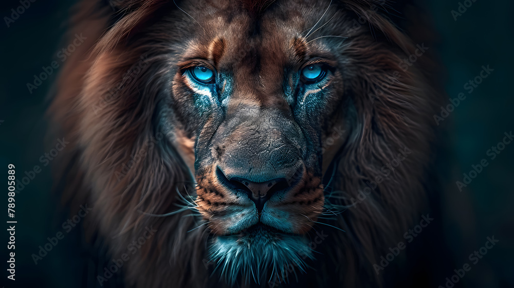 Naklejka premium A lion with an intimidating gaze, it's majestic and fierce presence.