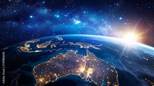 The Earth from space showing the Australian continent. photo